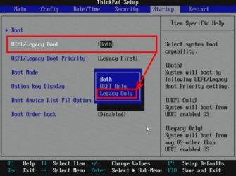 Legacy bios или режим uefi загрузки