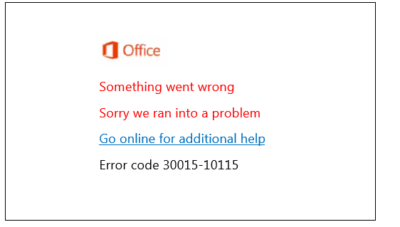 Код ошибки 30015 11 при установке office