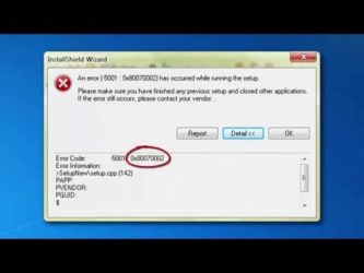 Ошибка 5005 0x80070002 при работе программы установки