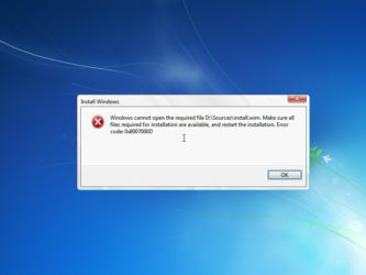 Код ошибки 0x6 при установке Windows 7