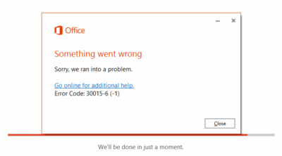 Код ошибки 30015 11 при установке office