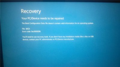 0xc0000098 при установке Windows 10 с флешки