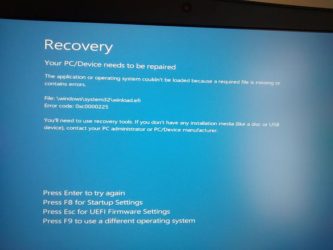 0xc0000225 при установке Windows 10 с флешки