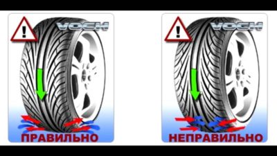 Установка резины с направленным рисунком