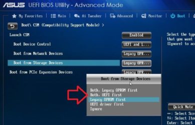 Legacy bios или режим uefi загрузки