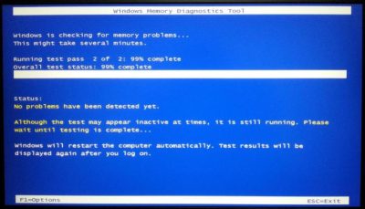 Диагностика оперативной памяти в Windows 7