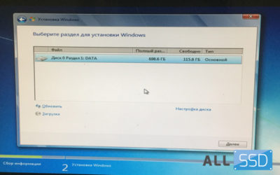 Установка win7 на ssd