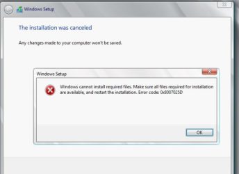 Код ошибки 0x8007025d при установке Windows 7